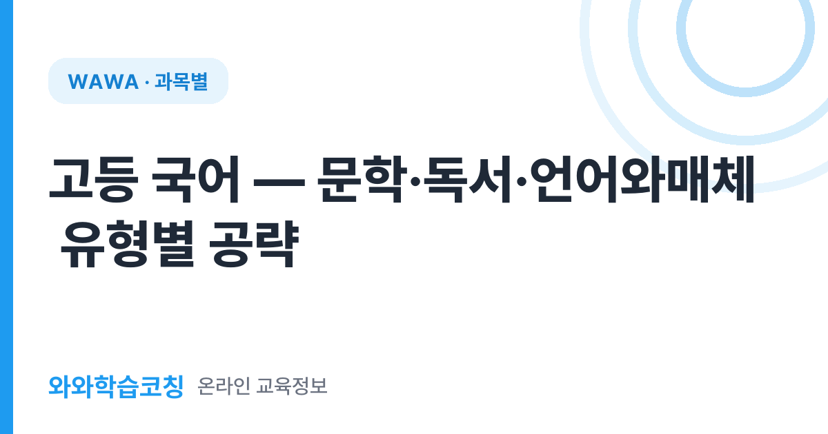 고등 국어 — 문학·독서·언어와매체 유형별 공략